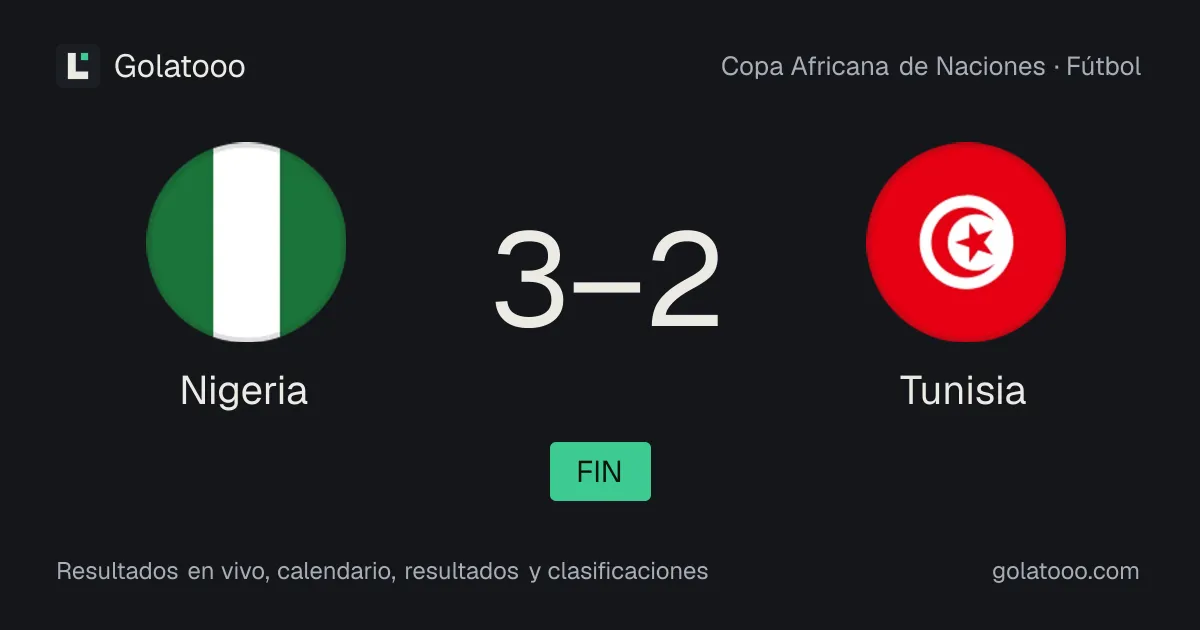 Nigeria 3-2 Túnez: crónica del partido, goles y estadísticas