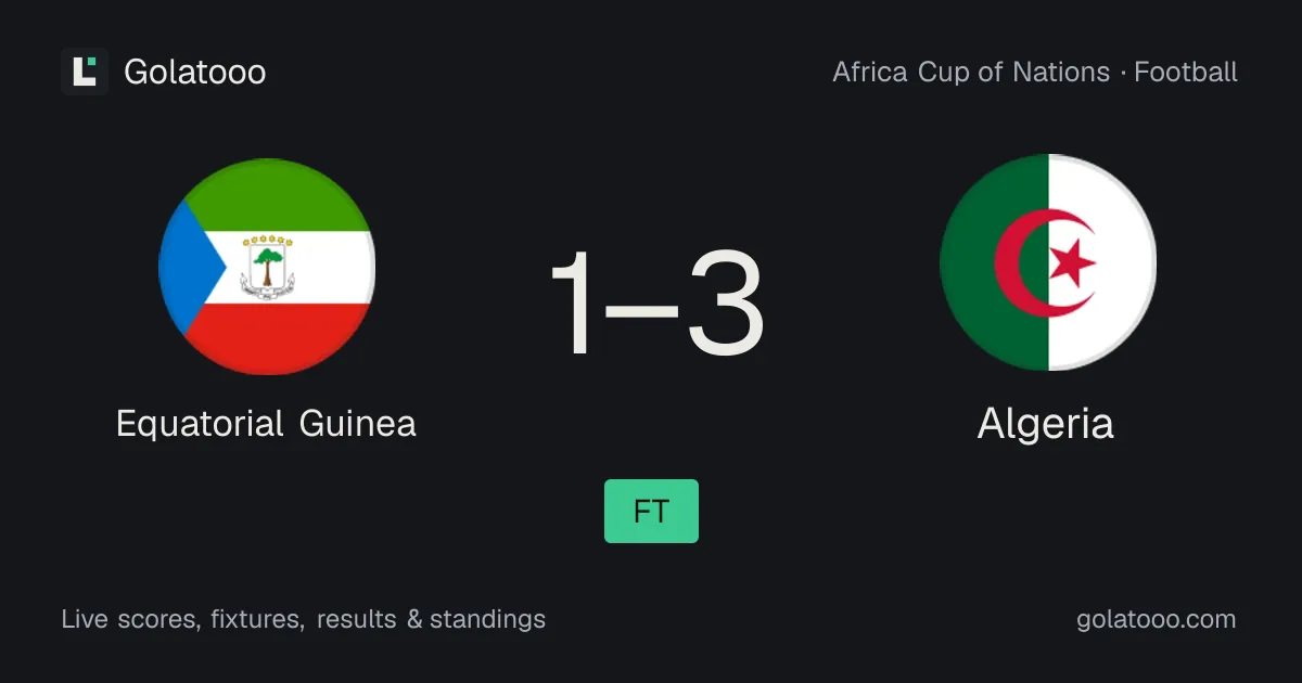 غينيا الاستوائية 1-3 الجزائر: تقرير المباراة والأهداف والإحصائيات