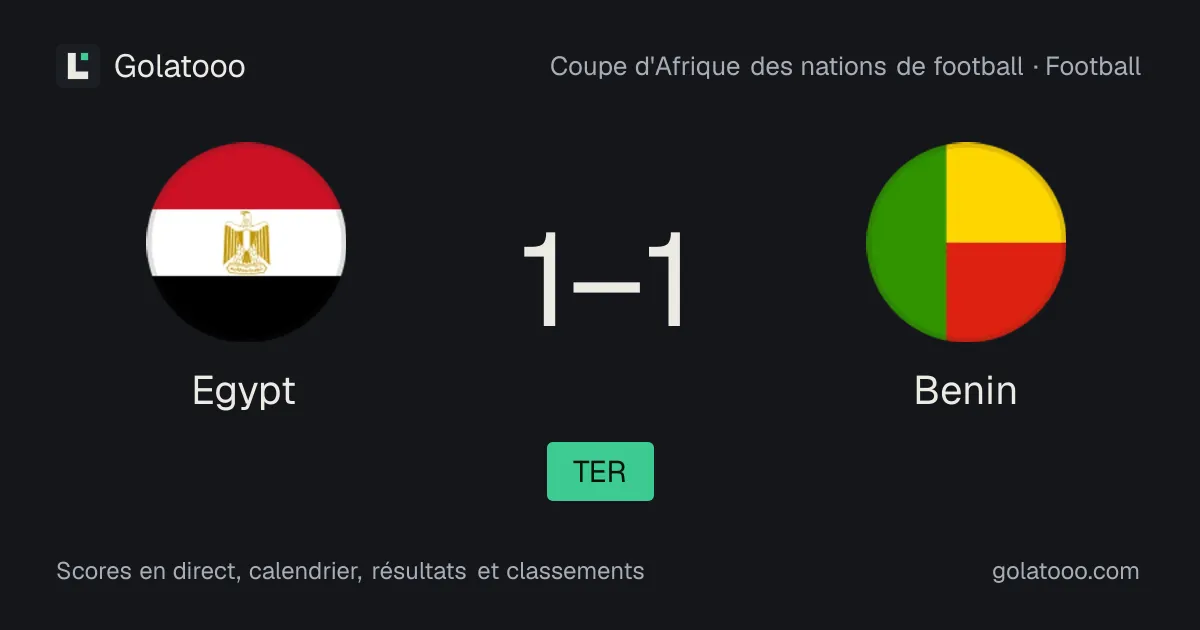 Égypte 1-1 Bénin : résumé du match, buts et statistiques