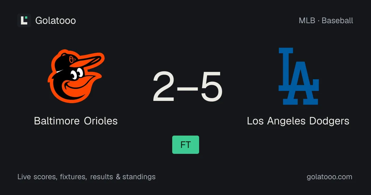 Baltimore Orioles 2-5 لوس أنجلوس دودجرز: تقرير المباراة والإحصائيات