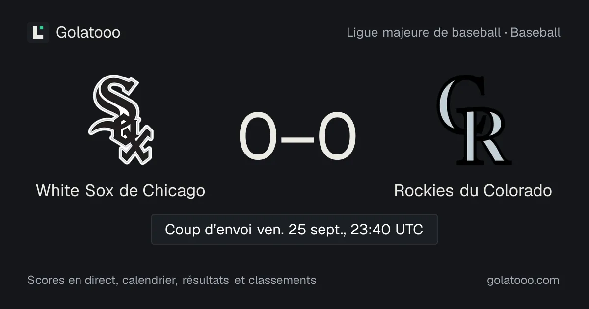 Ligue majeure de baseball : White Sox de Chicago face aux Rockies du Colorado ce vendredi
