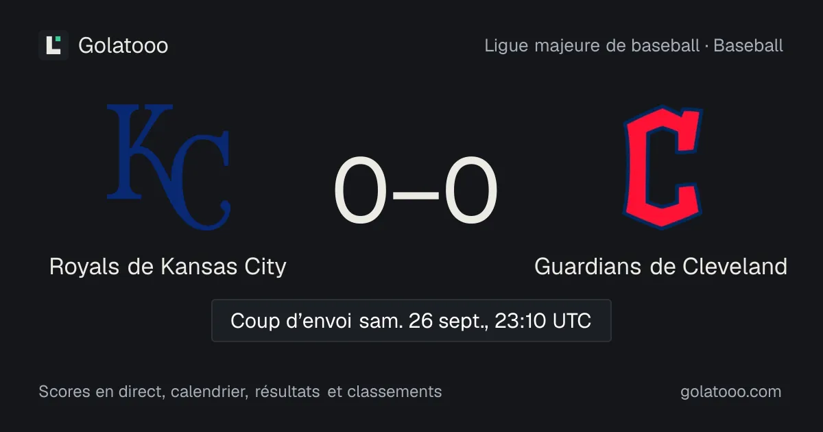 Royals de Kansas City - Guardians de Cleveland (26 sept.) : avant-match, forme, historique et où regarder la rencontre