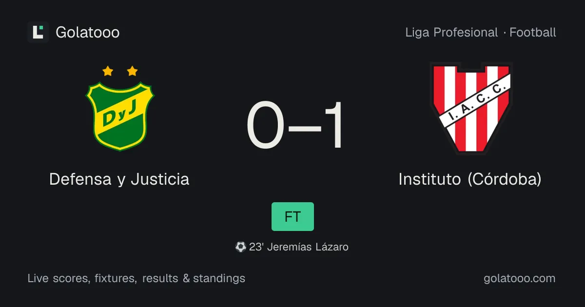ديفنسا خوستيكا 0-1 Instituto (Córdoba): تقرير المباراة والأهداف والإحصائيات
