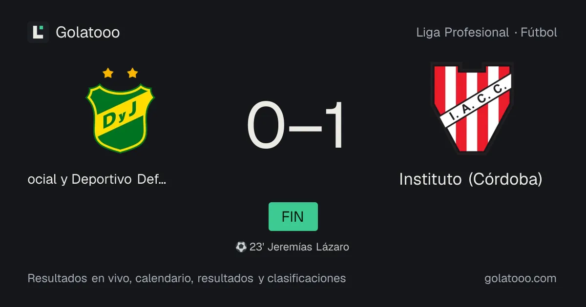 Club Social y Deportivo Defensa y Justicia 0-1 Instituto (Córdoba): crónica del partido, goles y estadísticas