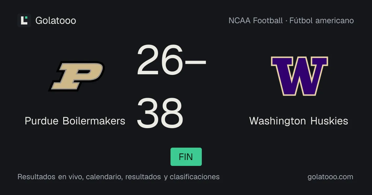 Purdue Boilermakers 26-38 Washington Huskies: crónica del partido y estadísticas