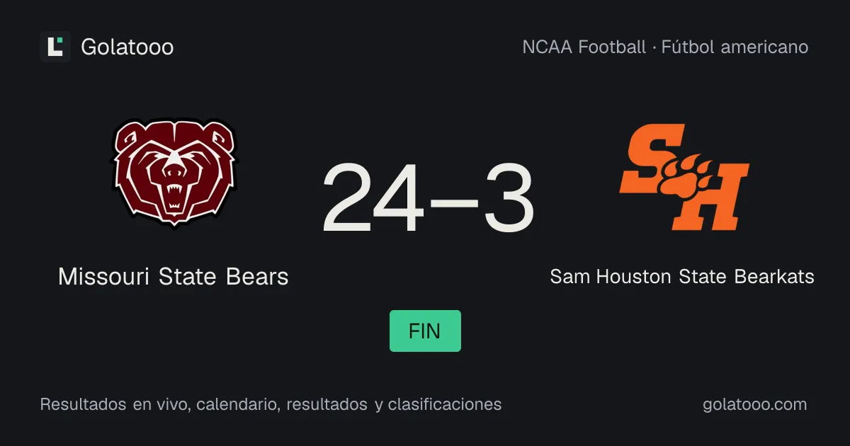 Missouri State Bears 24-3 Sam Houston State Bearkats: crónica del partido y estadísticas