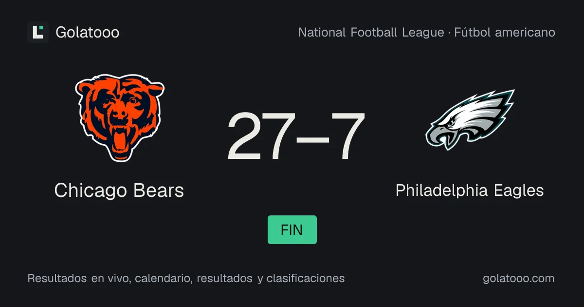 Chicago Bears 27-7 Philadelphia Eagles: crónica del partido y estadísticas