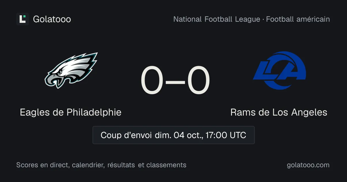 Eagles de Philadelphie - Rams de Los Angeles : avant-match, forme, historique et où regarder la rencontre