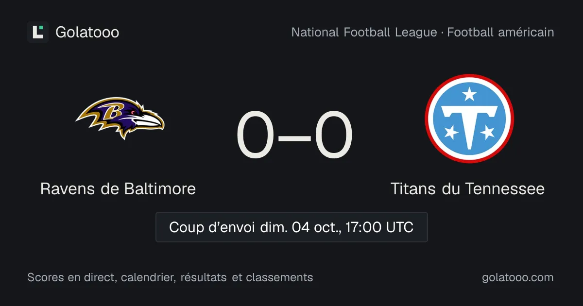 Ravens de Baltimore - Titans du Tennessee : avant-match, forme, historique et où regarder la rencontre