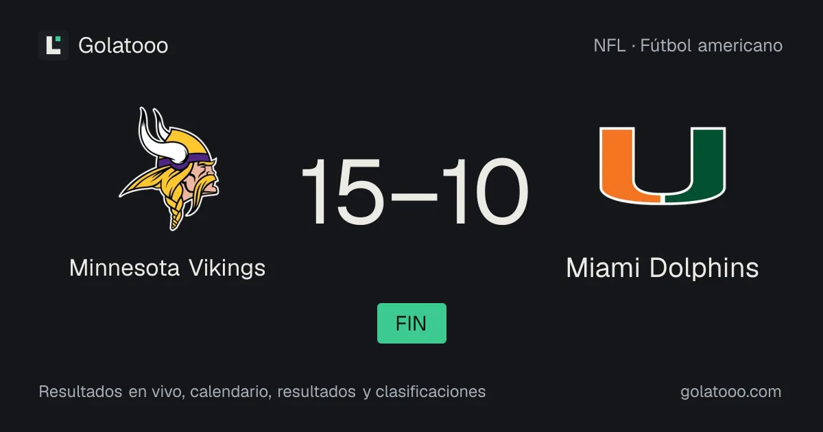 Minnesota Vikings 15-10 Miami Dolphins: crónica del partido y estadísticas