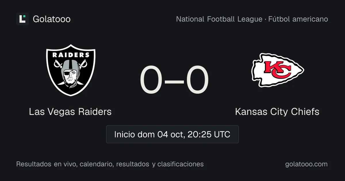 Las Vegas Raiders vs Kansas City Chiefs: previa, forma, historial y dónde ver el partido