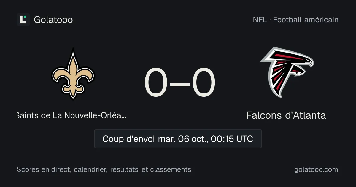 Saints de La Nouvelle-Orléans - Falcons d'Atlanta : avant-match, forme, historique et où regarder la rencontre