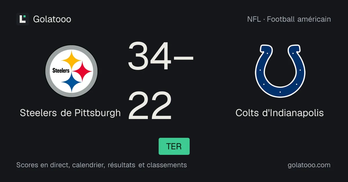 Steelers de Pittsburgh 34-22 Colts d'Indianapolis : résumé du match et statistiques