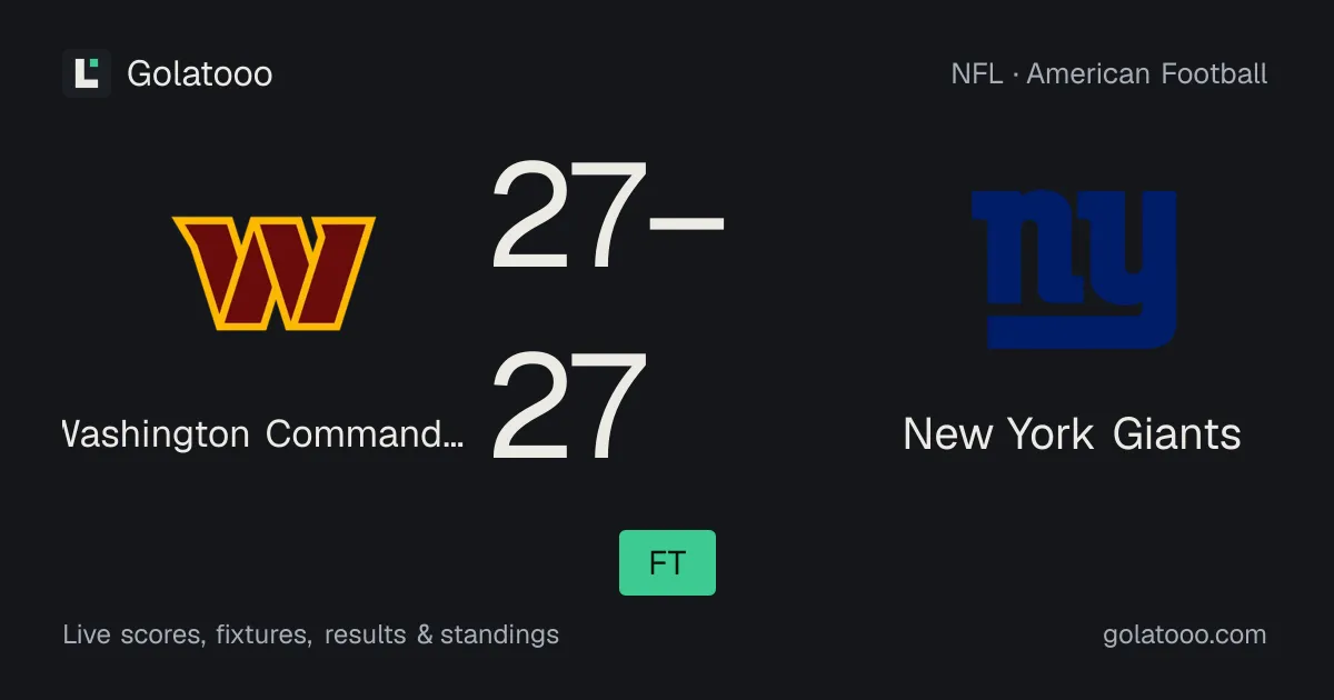 Washington Commanders 27-27 New York Giants: match report and statistics
