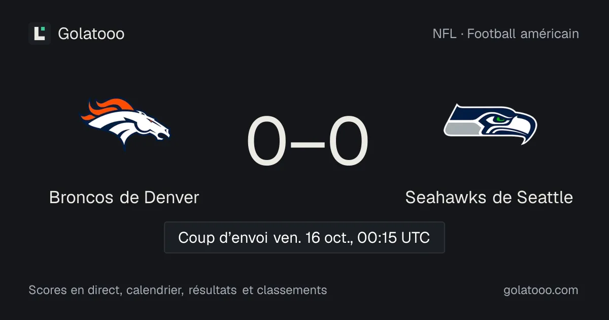 NFL : Broncos de Denver et Seahawks de Seattle s'affrontent en week 6 à Denver