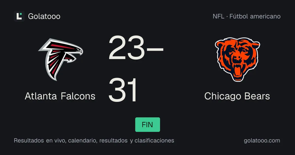 Atlanta Falcons 23-31 Chicago Bears: crónica del partido y estadísticas