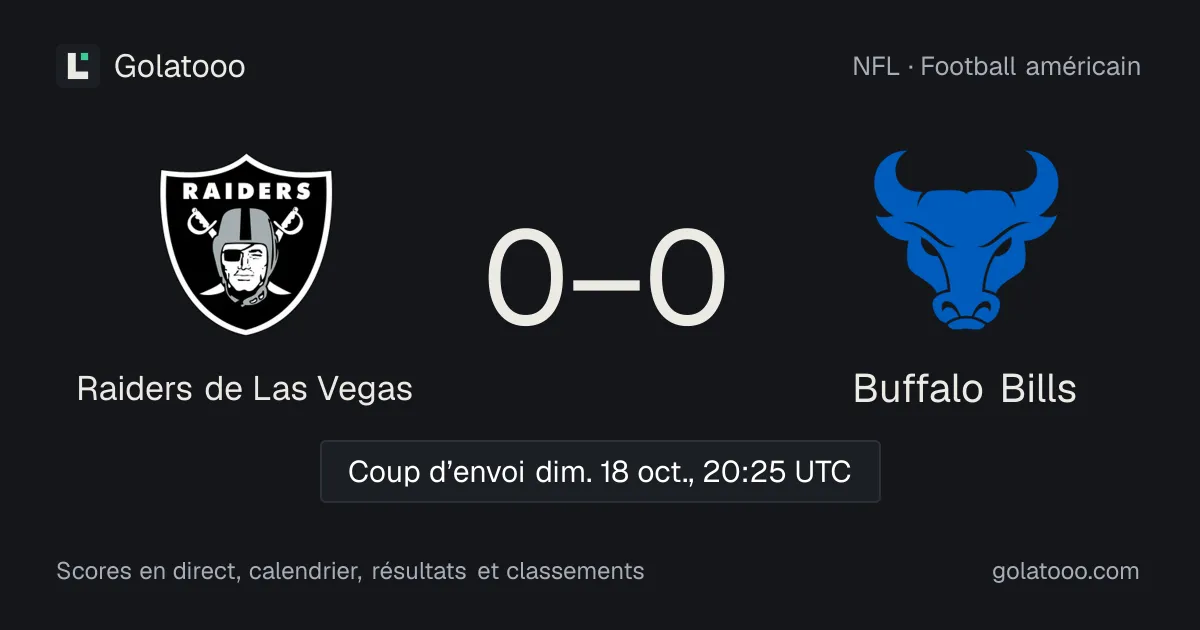 Raiders de Las Vegas - Buffalo Bills : avant-match, forme, historique et où regarder la rencontre