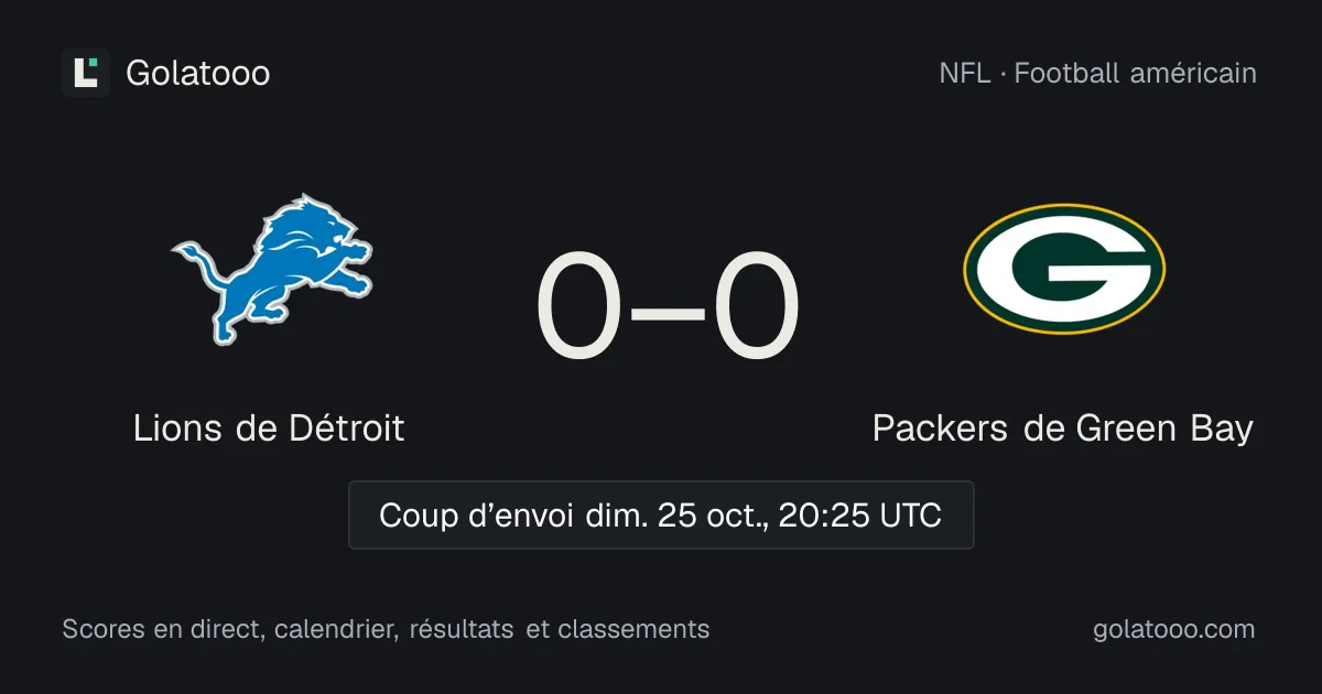 Lions de Détroit - Packers de Green Bay : avant-match, forme, historique et où regarder la rencontre