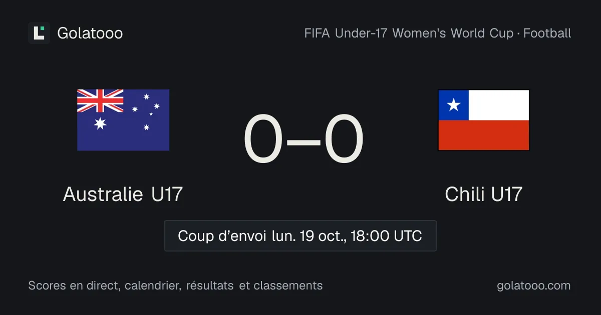 Australie U17 - Chili U17 : avant-match, forme, historique et où regarder la rencontre