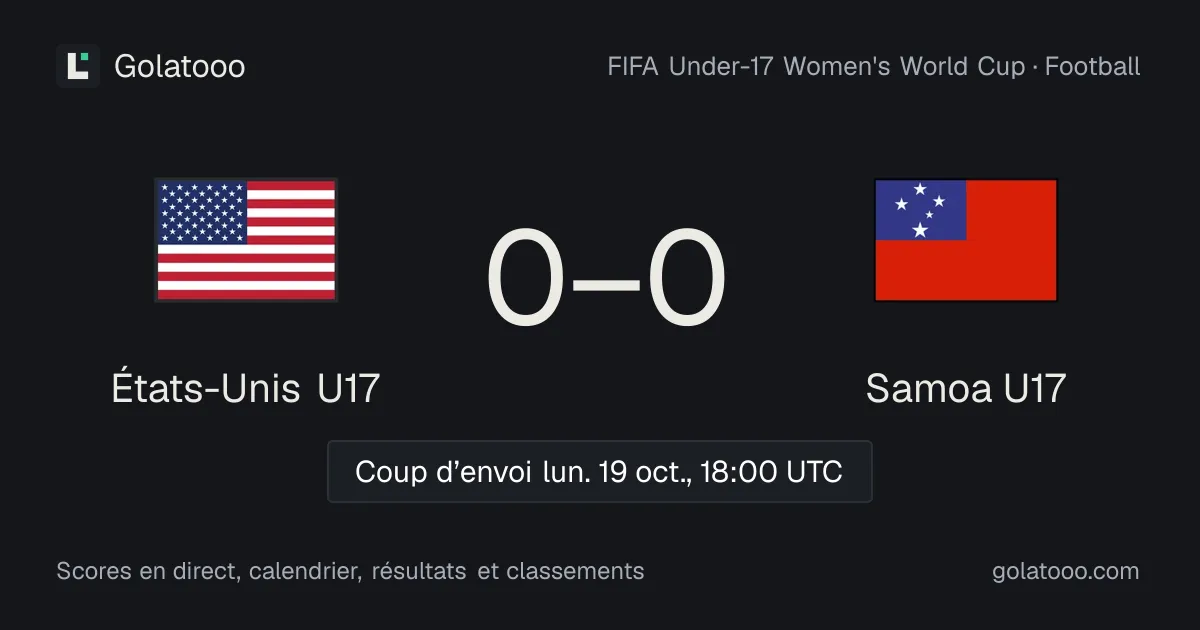États-Unis U17 - Samoa U17 : avant-match, forme, historique et où regarder la rencontre
