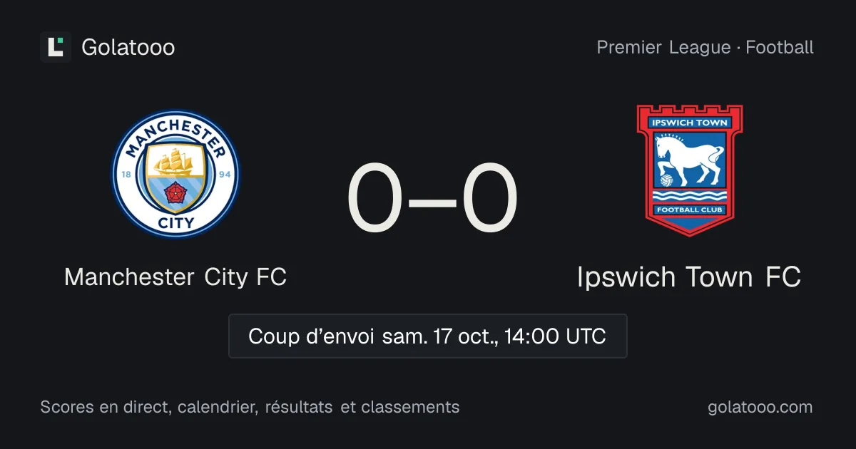 Manchester City FC - Ipswich Town FC : avant-match, forme, historique et où regarder la rencontre