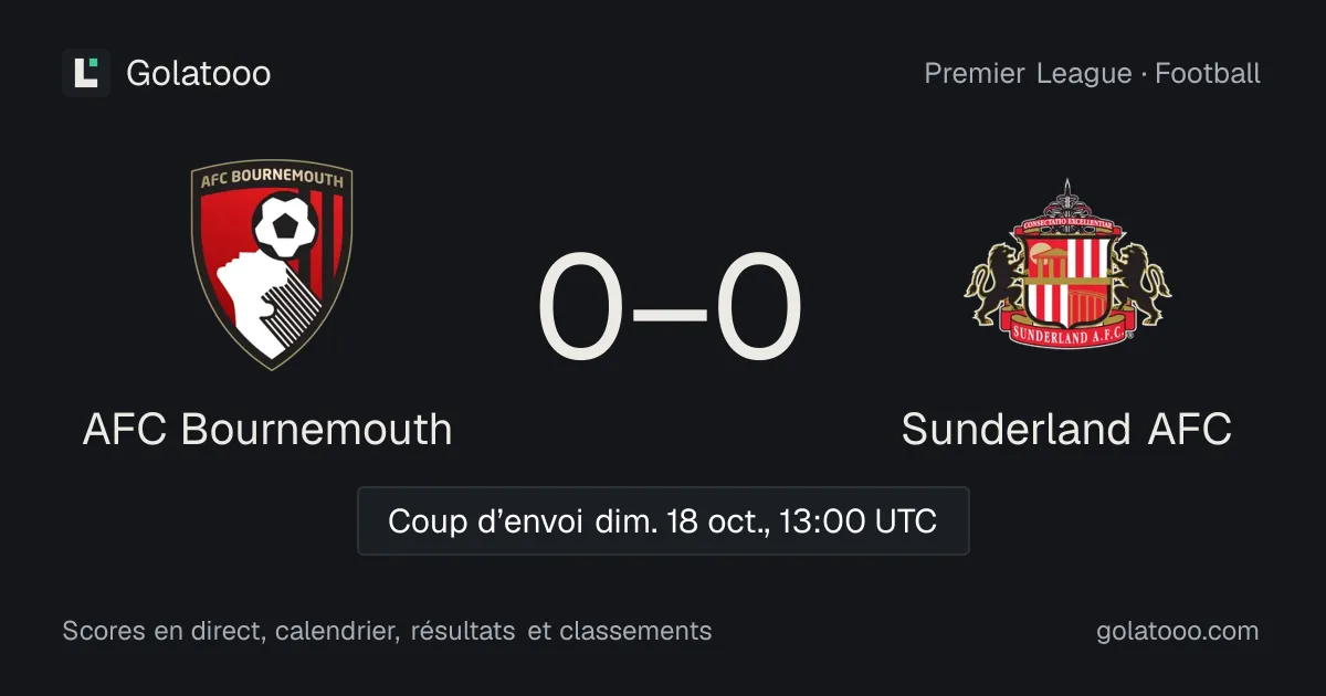 AFC Bournemouth - Sunderland AFC : avant-match, forme, historique et où regarder la rencontre