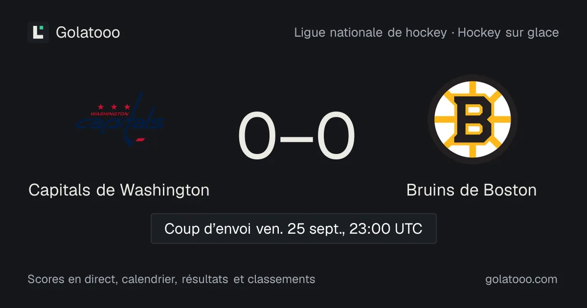Ligue nationale de hockey : Capitals de Washington accueillent les Bruins de Boston