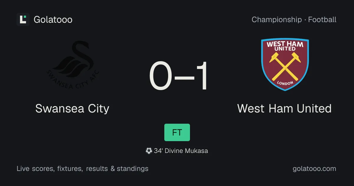 Swansea City 0-1 وست هام يونايتد: تقرير المباراة والأهداف والإحصائيات