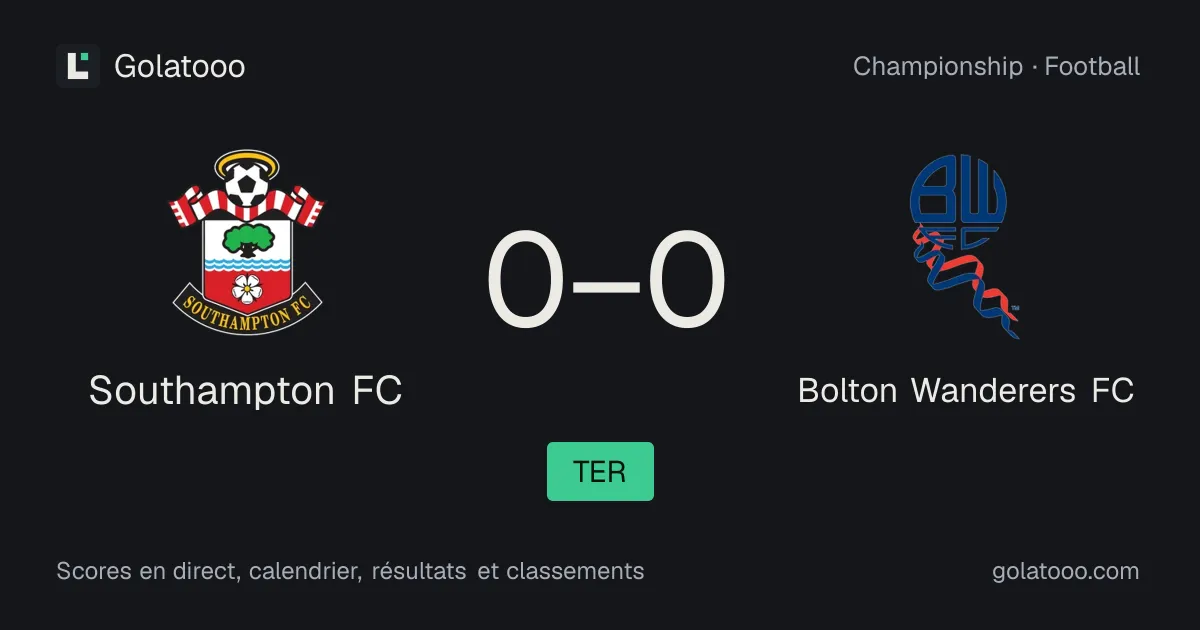 Southampton FC 0-0 Bolton Wanderers FC : résumé du match, buts et statistiques