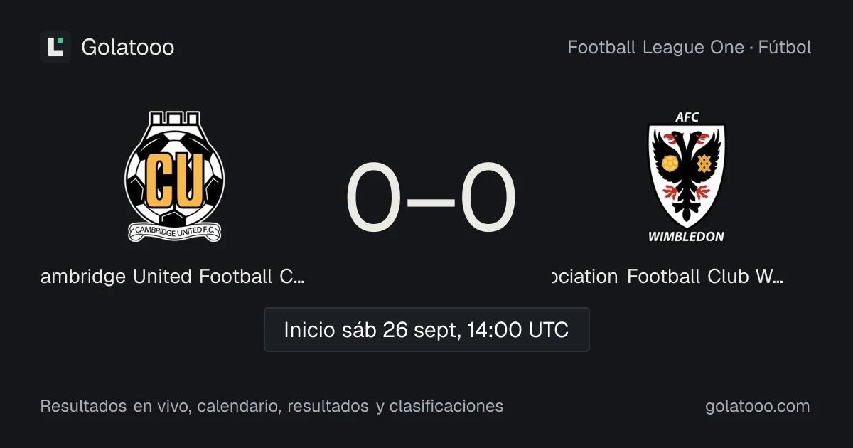 Cambridge United Football Club vs Association Football Club Wimbledon: previa, forma, historial y dónde ver el partido