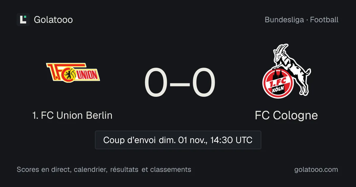 1. FC Union Berlin - FC Cologne : avant-match, forme, historique et où regarder la rencontre