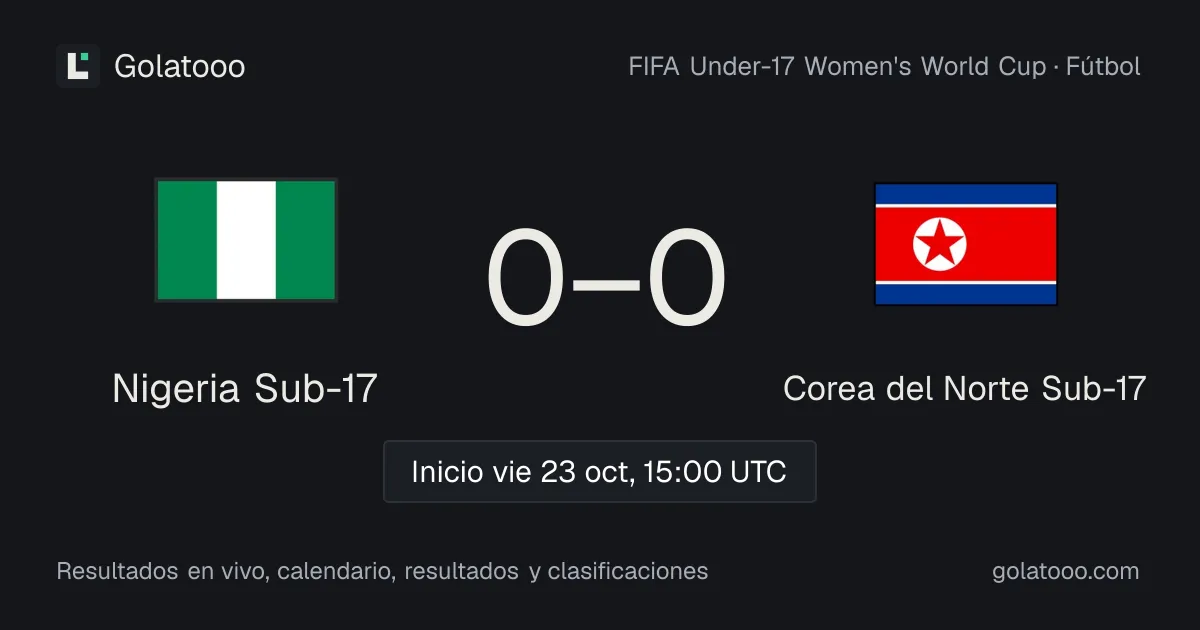 Nigeria Sub-17 vs Corea del Norte Sub-17: previa, forma, historial y dónde ver el partido
