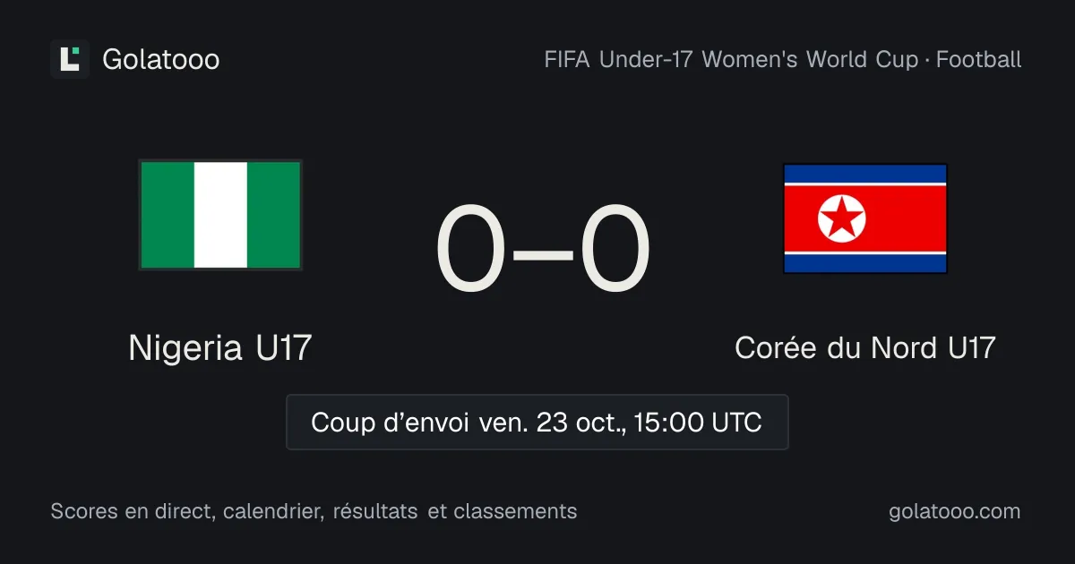 Nigeria U17 - Corée du Nord U17 : avant-match, forme, historique et où regarder la rencontre