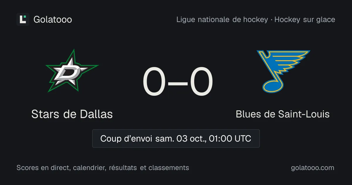 Stars de Dallas - Blues de Saint-Louis : avant-match, forme, historique et où regarder la rencontre