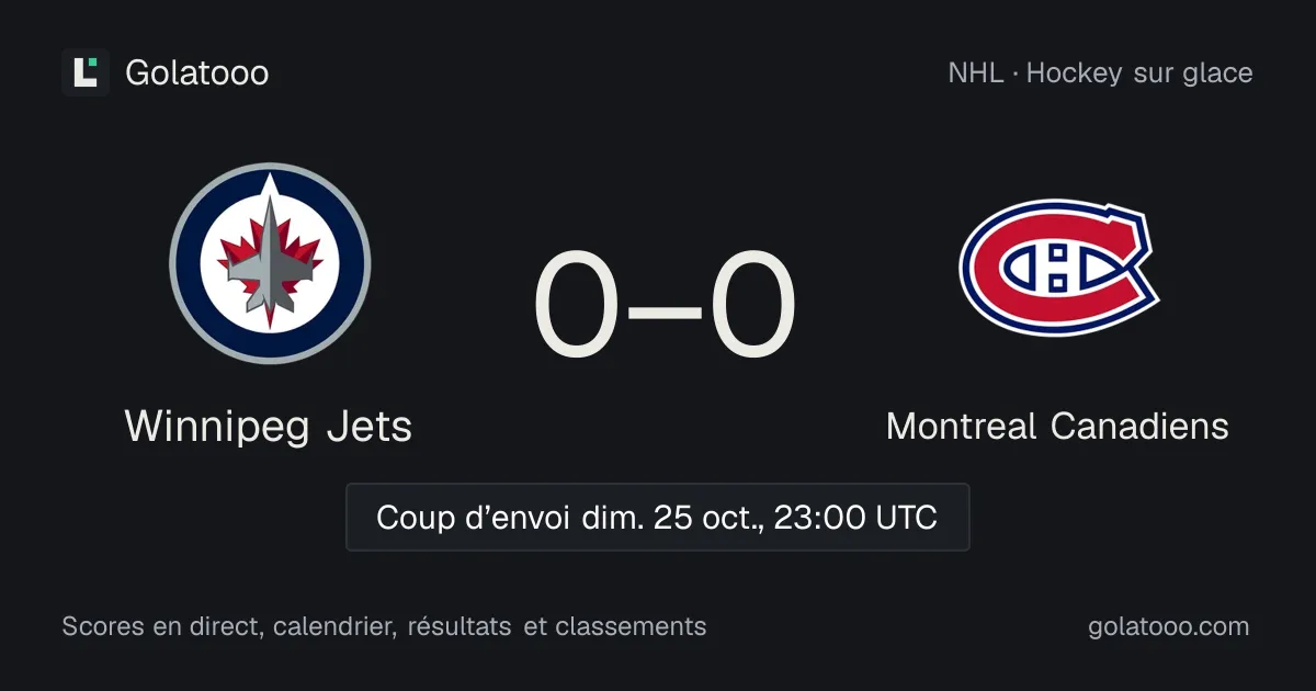 Winnipeg Jets - Montreal Canadiens : avant-match, forme, historique et où regarder la rencontre