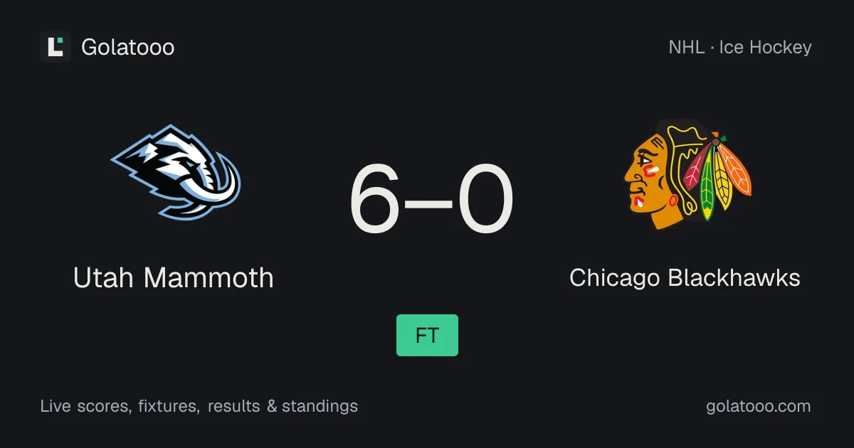 يوتا ماموث 6-0 شيكاغو بلاكهوكس: تقرير المباراة والإحصائيات