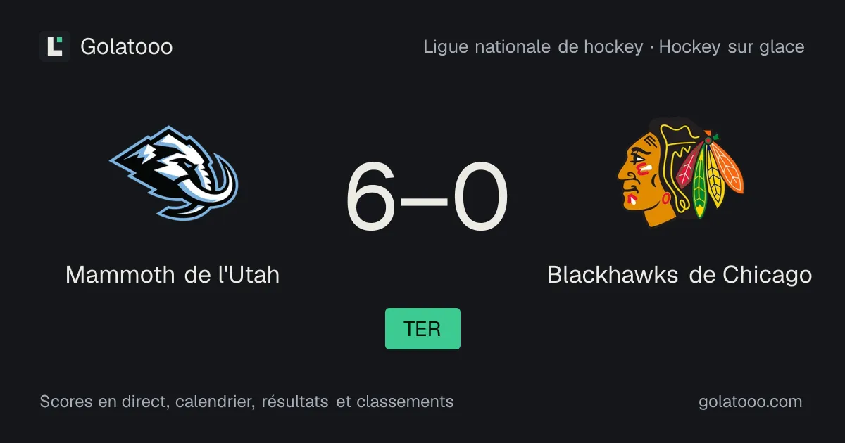 Mammoth de l'Utah 6-0 Blackhawks de Chicago : résumé du match et statistiques