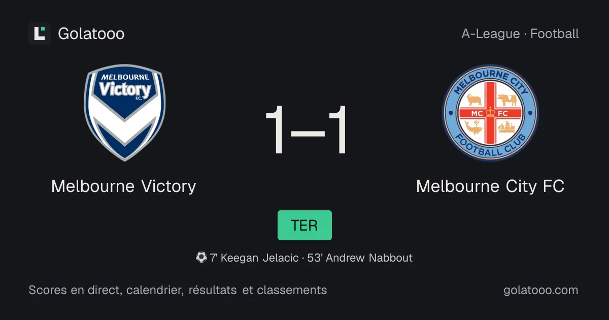 Melbourne Victory 1-1 Melbourne City FC : résumé du match, buts et statistiques
