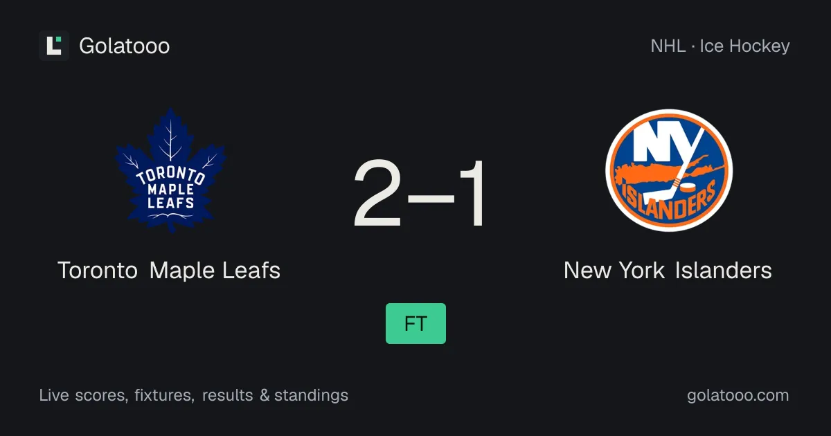 Toronto Maple Leafs 2-1 New York Islanders: match report and statistics