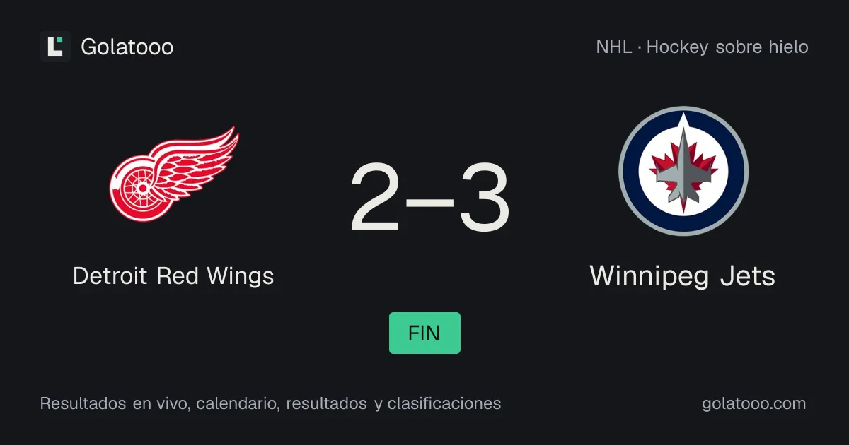 Detroit Red Wings 2-3 Winnipeg Jets: crónica del partido y estadísticas