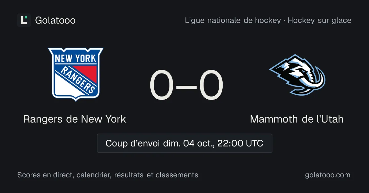 Rangers de New York - Mammoth de l'Utah : avant-match, forme, historique et où regarder la rencontre