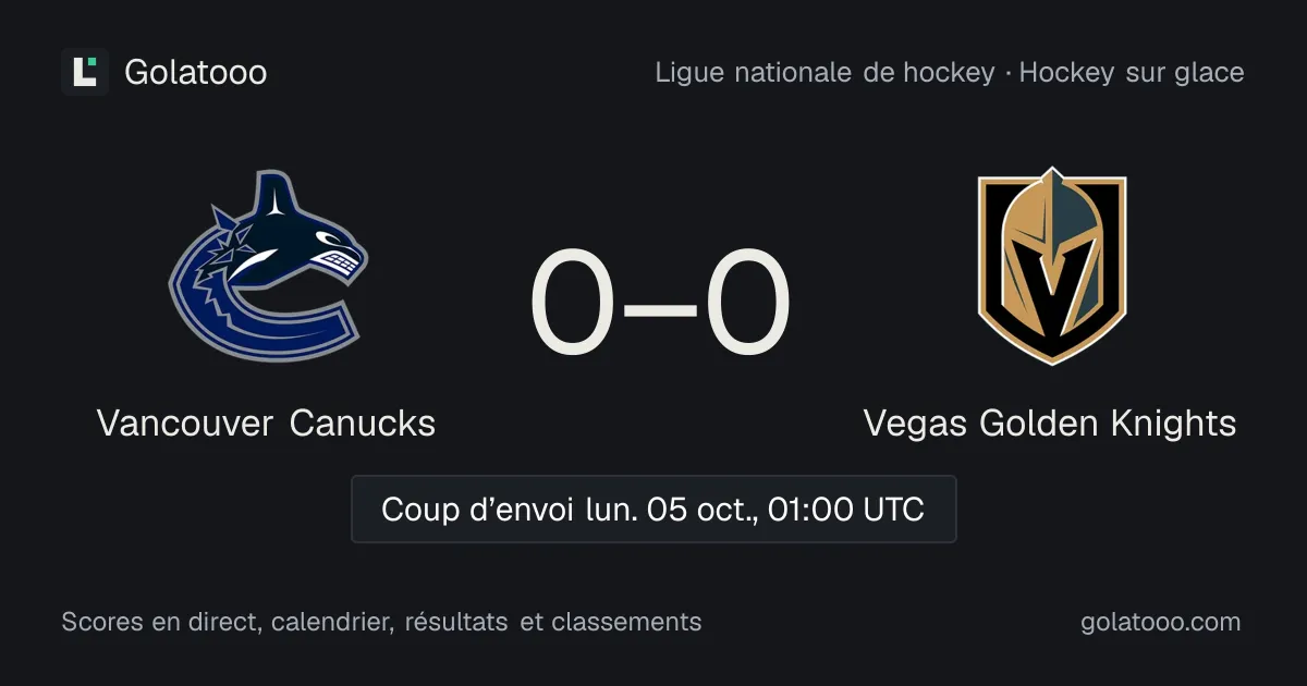 Vancouver Canucks - Vegas Golden Knights : avant-match, forme, historique et où regarder la rencontre
