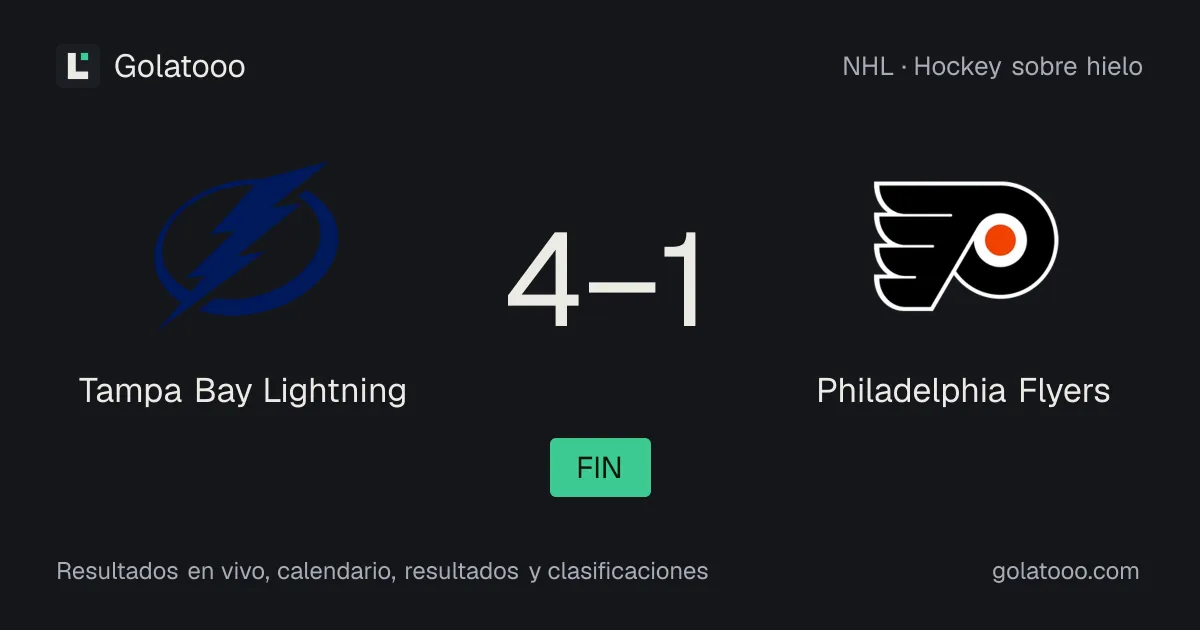 Tampa Bay Lightning 4-1 Philadelphia Flyers: crónica del partido y estadísticas