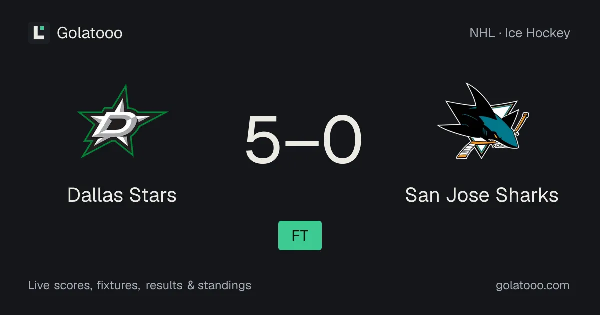 Dallas Stars 5-0 San Jose Sharks: match report and statistics