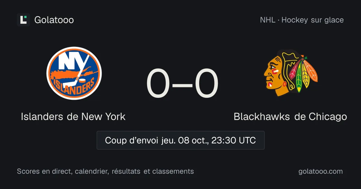 Islanders de New York - Blackhawks de Chicago : avant-match, forme, historique et où regarder la rencontre