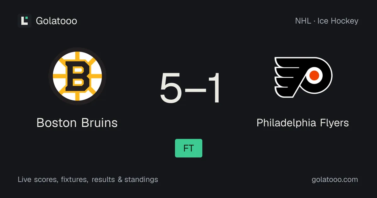 Boston Bruins 5-1 Philadelphia Flyers: match report and statistics