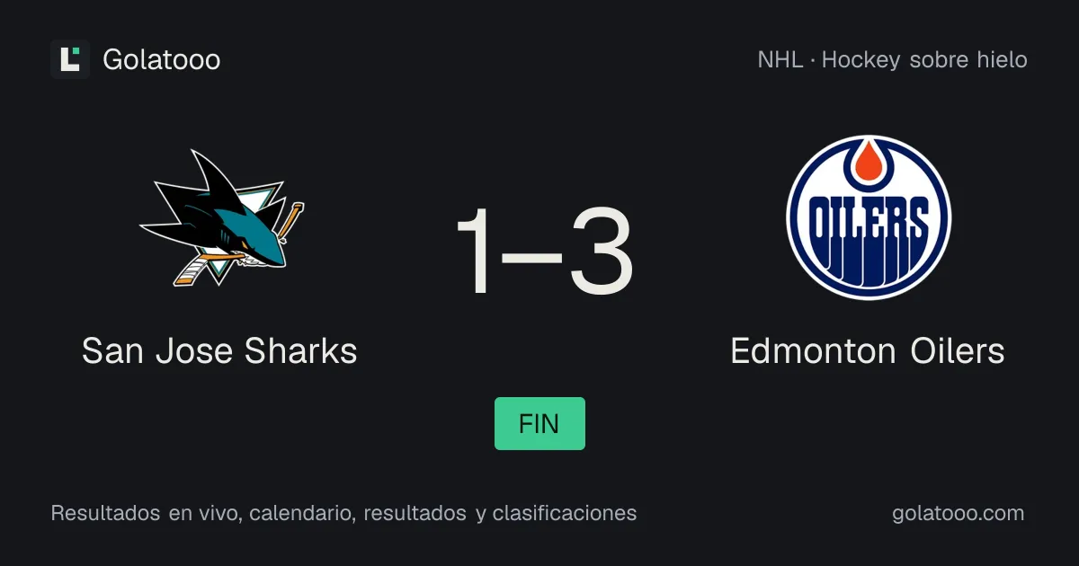 San Jose Sharks 1-3 Edmonton Oilers: crónica del partido y estadísticas
