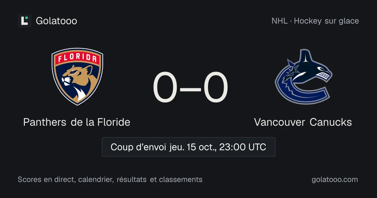 NHL : Panthers de la Floride accueillent les Canucks de Vancouver en quête de revanche
