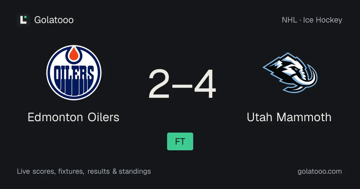 Edmonton Oilers 2-4 Utah Mammoth: match report and statistics