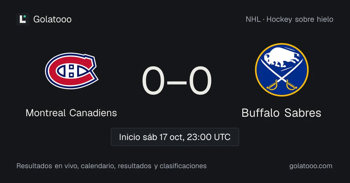 Montreal Canadiens vs Buffalo Sabres (17 oct): previa, forma, historial y dónde ver el partido